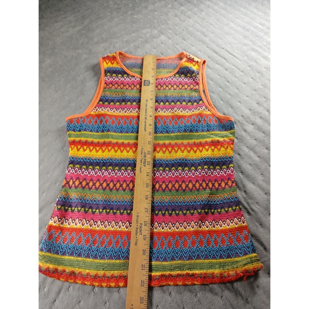 Unbranded Vintage Boho Multi Color Geometric Knit Sleeveless Tank S/XS - Picture 2 of 8